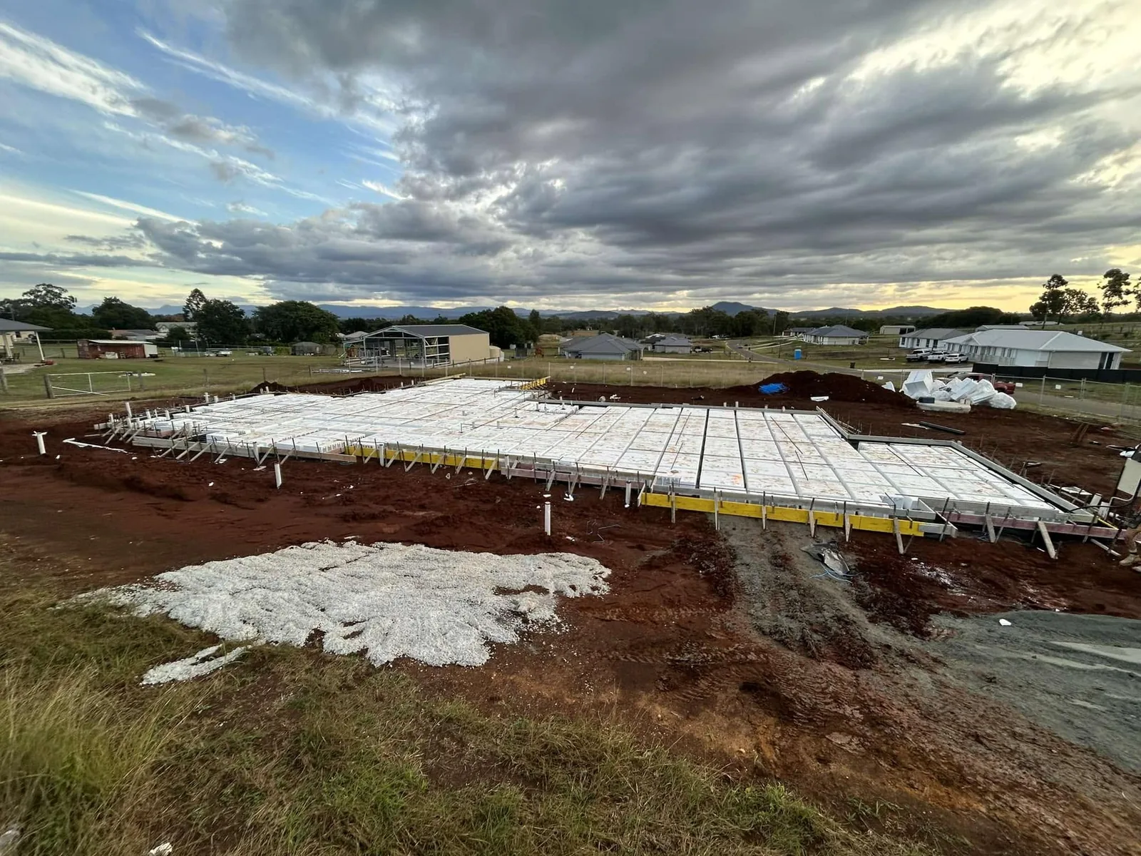 Waffle pod formwork on red soil